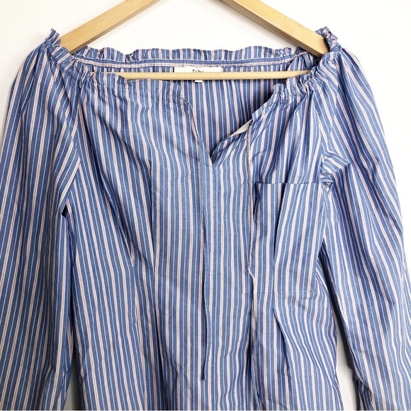 TIBI striped Garcon, off The shoulder blouse - Picture 3 of 11
